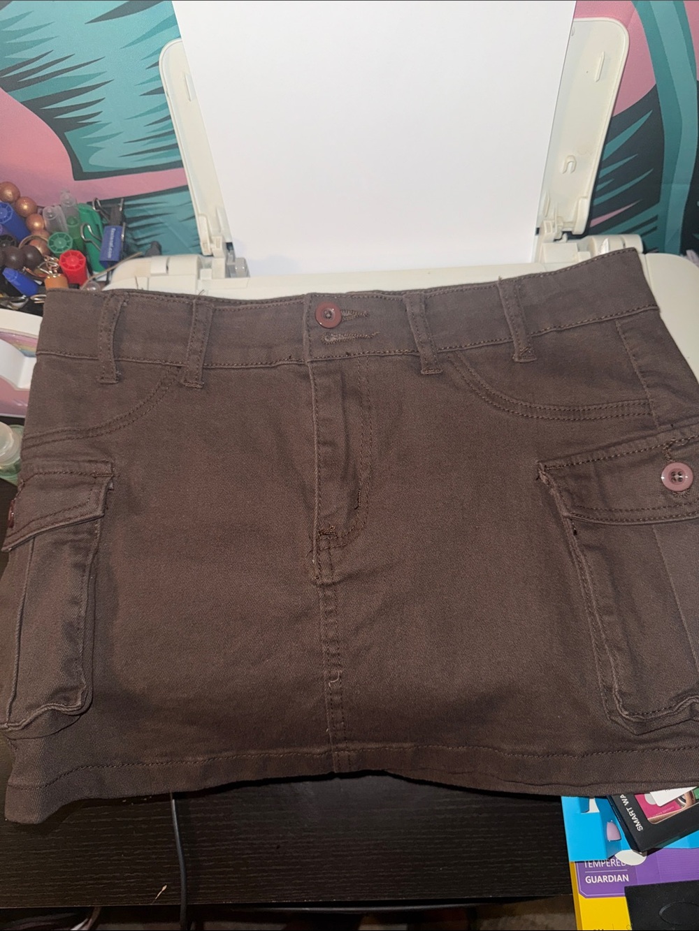 SHEIN Brown Cargo Pocket Mini Skort